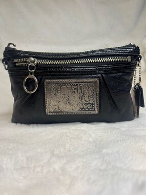 Coach Poppy Black Leather Crossbody Bag Y2K Silver Hardware
